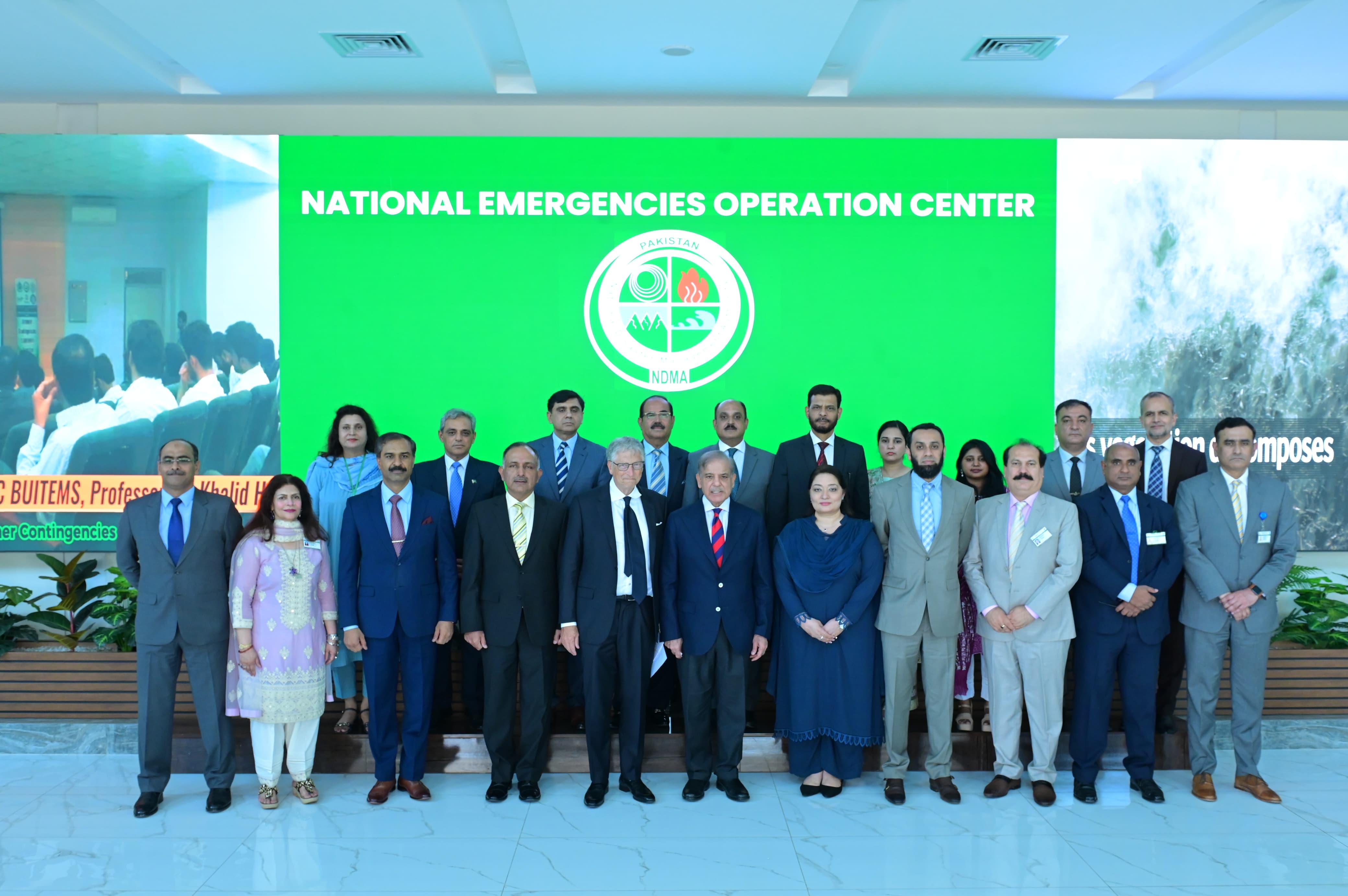 Prime Minister Muhammad Shehbaz Sharif and Co-Chairman Gates Foundation, Bill Gates visited National Emergencies Operations Centre (NEOC), at NDMA HQs.